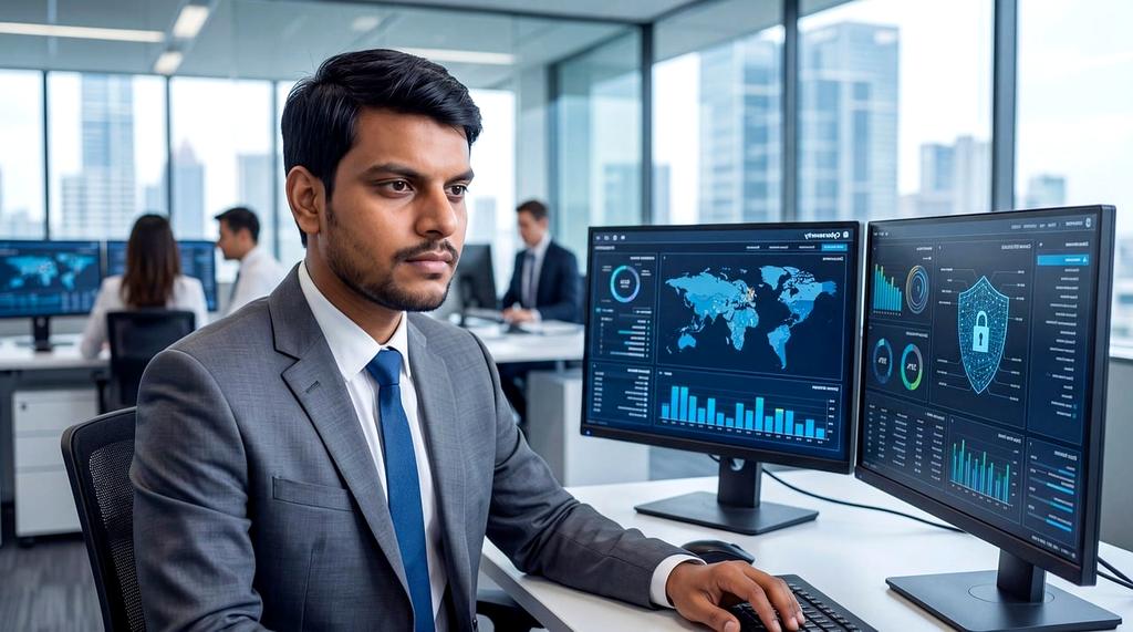 Analysts reviewing economic data charts in a meeting room